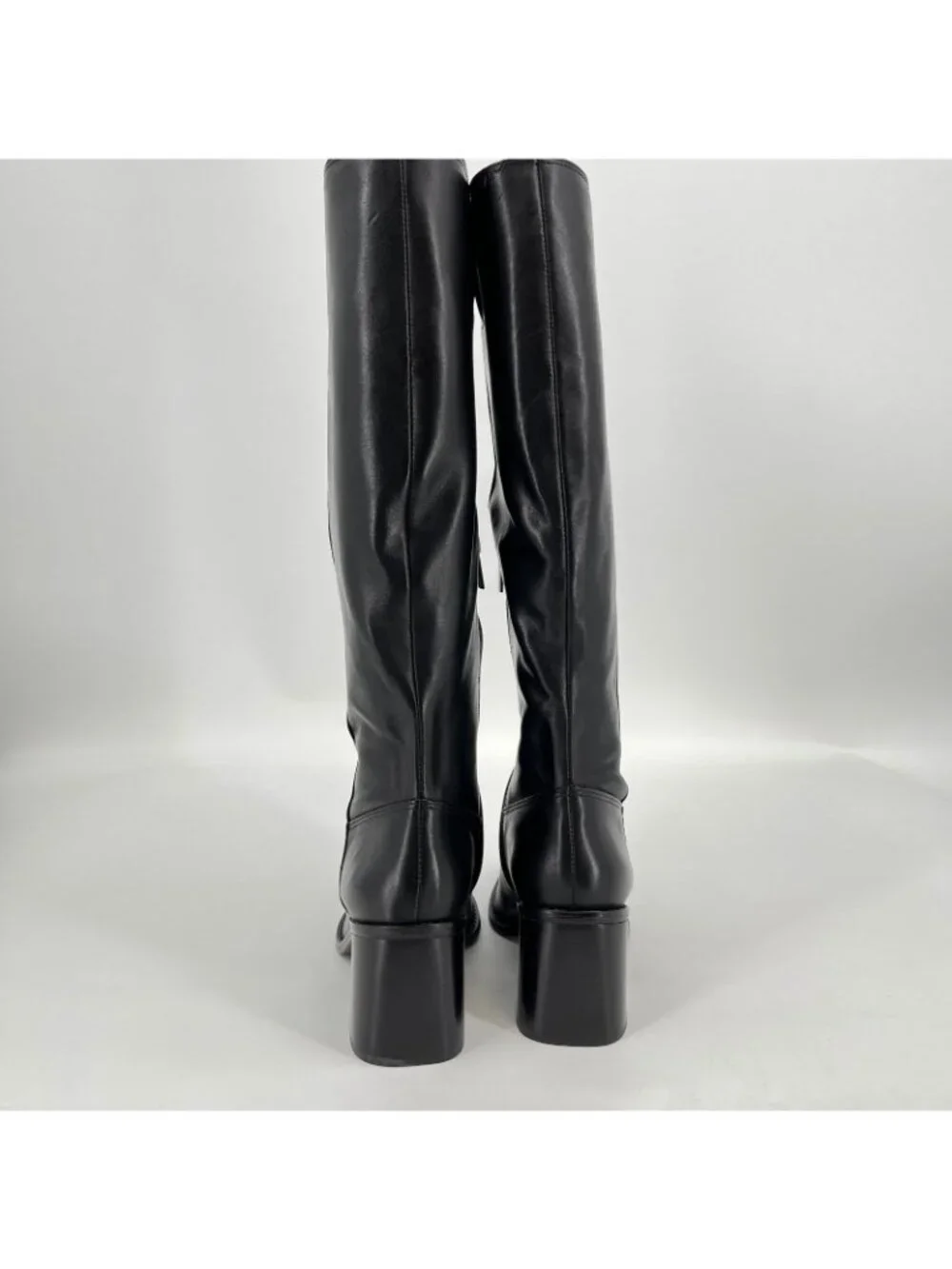 Vince Camuto Sangeti Knee High Boots Black Size 8W Leather Block Heel X-Wide